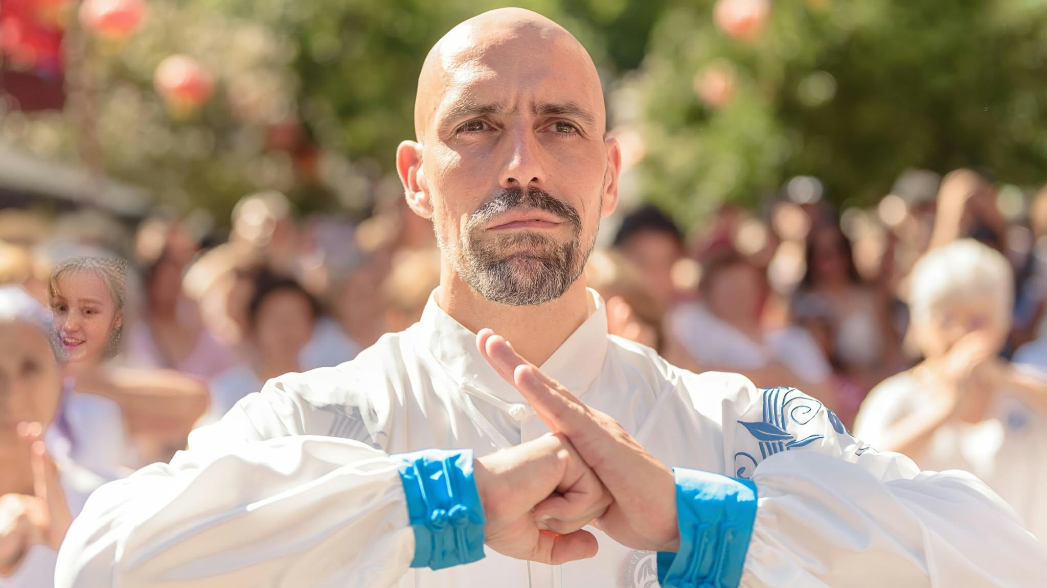 Eduardo Villegas in martial arts salute