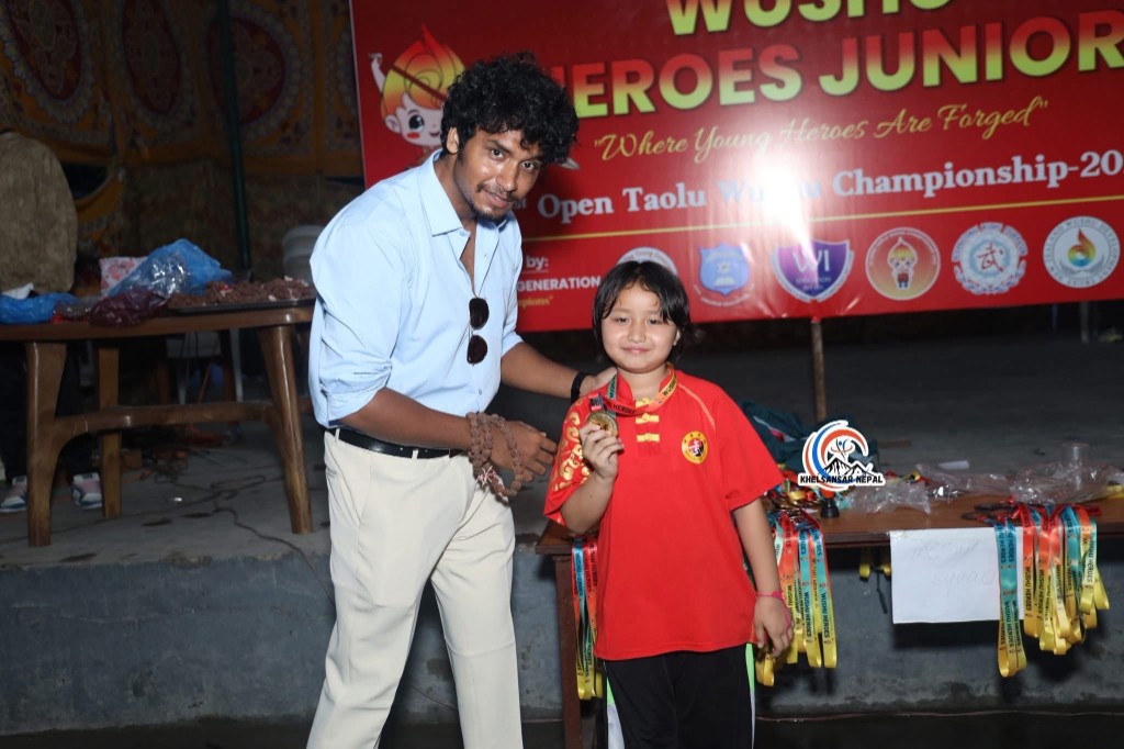 Gold medal presentation at award table